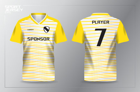 Soccer jersey template for football kit or soccer uniform. Yellow and white colors. abstract yellow sport jersey design templateのイラスト素材