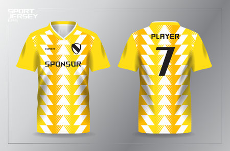 Soccer jersey template for football kit or soccer uniform. Yellow and white colors. abstract yellow sport jersey design templateのイラスト素材