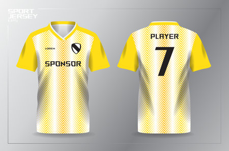 Soccer jersey template for football kit or soccer uniform. Yellow and white colors. abstract yellow sport jersey design templateのイラスト素材