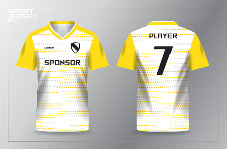 abstract yellow sport jersey design template. Soccer jersey template, Soccer t-shirt design, Football jersey conceptのイラスト素材