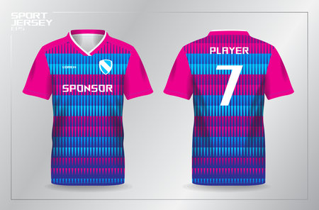 Soccer jersey template for football kit or soccer uniform. abstract blue and pink sport uniform for jersey mockup templateのイラスト素材