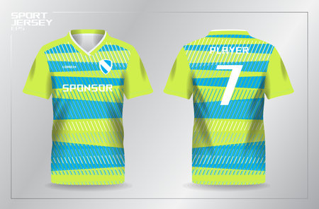 Soccer jersey template, Soccer t-shirt design, Football jersey concept. soft blue and yellow sport jersey for football and soccer shirt templateのイラスト素材