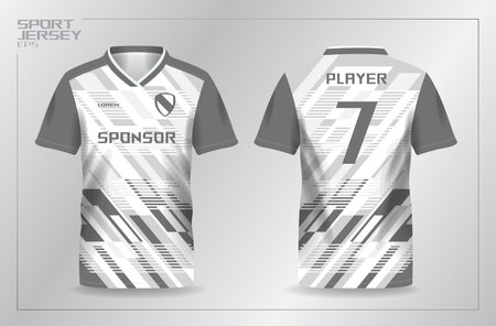 Soccer jersey template for football kit or soccer uniform. Vector illustration. abstract white and grayscale sport jersey for football and soccer shirt templateのイラスト素材