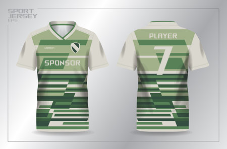 Soccer jersey template for football kit or soccer uniform. abstract green khaki for sport jersey templateのイラスト素材