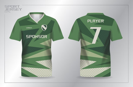 Soccer jersey template for football kit or sports uniform. abstract green khaki for sport jersey templateのイラスト素材