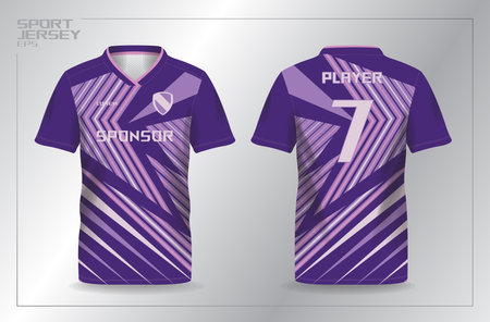 Soccer jersey template for football kit or soccer uniform. soft gradient abstract purple and pink sport jersey design templateのイラスト素材