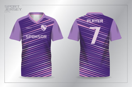 Soccer jersey template for football kit or soccer uniform. soft gradient abstract purple and pink sport jersey design templateのイラスト素材