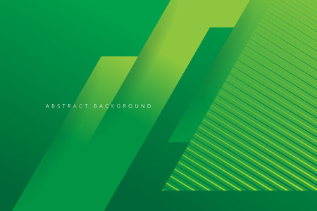 Abstract geometric background with dynamic straight lines. Abstract green light and dark color gradient background. Modern minimalist background design template.のイラスト素材