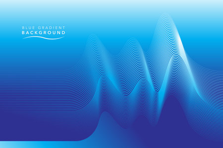 Abstract blue background with wavy lines. Vector illustration. blue wave gradient abstract backgroundのイラスト素材