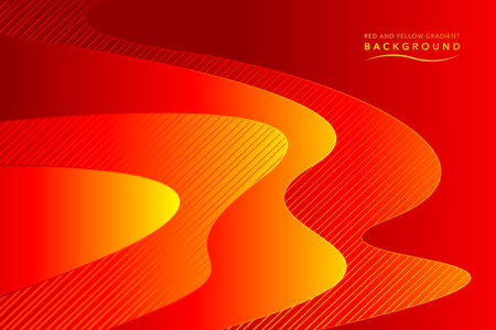 Abstract background with wavy lines. Vector illustration for your design. red and orange gradient background wavy and flow shadow designのイラスト素材