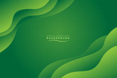 Green abstract background with wavy shapes. green gradient background wavy and flow shadow designのイラスト素材