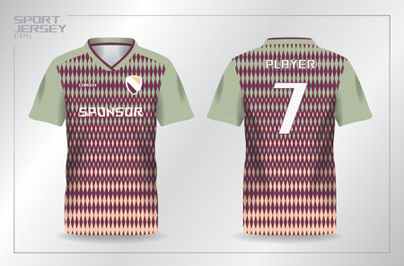 Soccer jersey template for football kit or soccer uniform. brown and green khaki abstract pattern with sport jersey shirt template.のイラスト素材
