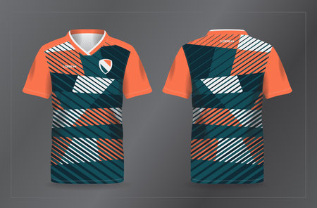 Soccer jersey template for polo shirt and t-shirt. blue sage and orange sport jersey for football and soccer shirt templateのイラスト素材