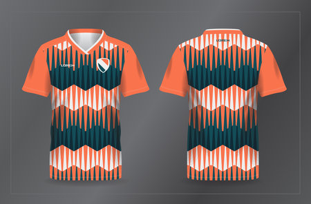 Soccer jersey template for football kit or soccer uniform. blue sage and orange sport jersey for football and soccer shirt templateのイラスト素材