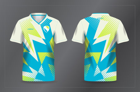 Soccer jersey template for football kit or sports uniform. Design for soccer kit or football jersey. blue and green sport jersey for football and soccer shirt templateのイラスト素材