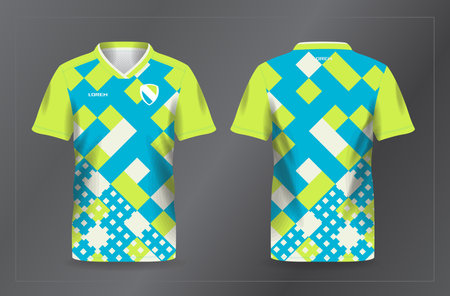 Soccer jersey template for football kit or soccer uniform. blue and green sport jersey for football and soccer shirt templateのイラスト素材