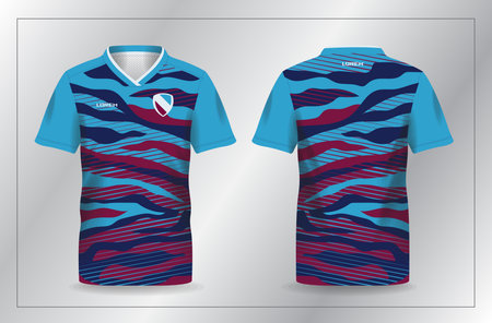 Soccer jersey or football kit template for sportswear. abstract blue and purple sport jersey for football and soccer shirt templateのイラスト素材