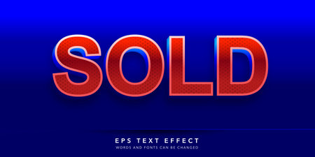 Sold text effect, Editable Text Style Effect on Dark Blue Backgroundのイラスト素材