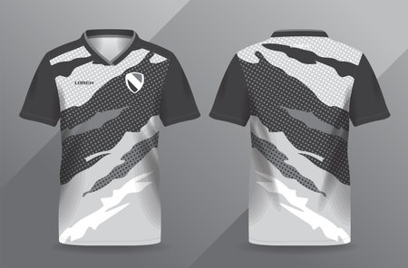 Soccer jersey template for football kit or sports uniform. abstract gray and white sport jersey for football and soccer shirt templateのイラスト素材