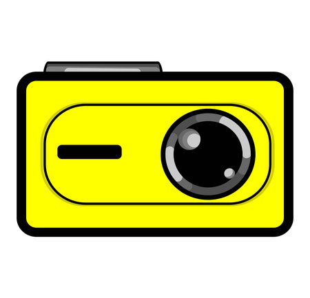 Yellow Camera Icon Isolated on White Background. Vector Illustration.のイラスト素材