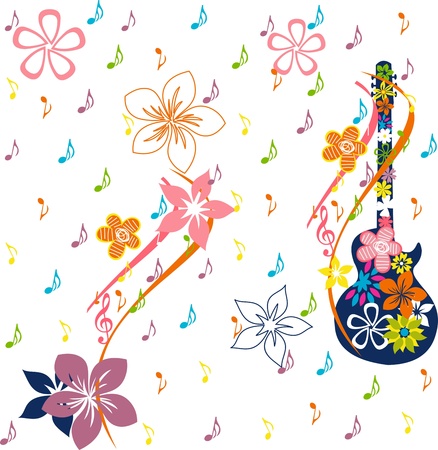 floral greeting card, musical cardのイラスト素材