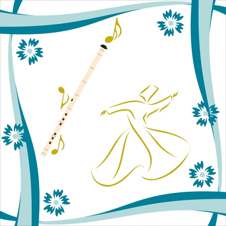 mevlana greeting card, decorated with strips of turquoise mevlanaのイラスト素材