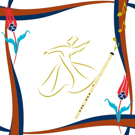 mevlana greting card, mevlana dancing on a white backgroundのイラスト素材