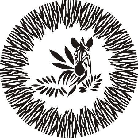 zebra of the leaves, animals frameのイラスト素材