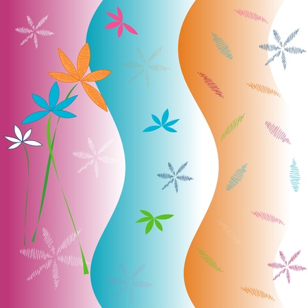 Spring flowers on the lines of modern, floral seamless pattern, excellent seamless floral background, seamless fabric pattern, seamless vector designのイラスト素材