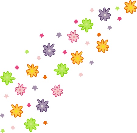 Colorful floral design on a white background, mother s day greeting card,のイラスト素材