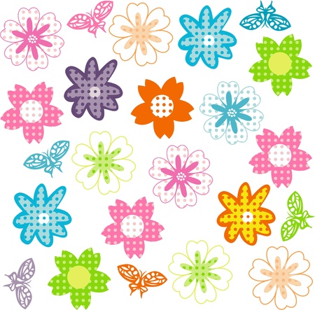 Floral seamless background, flowers on a white backgroundのイラスト素材