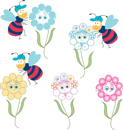 Flower cute faces,child rooms wallpaperのイラスト素材