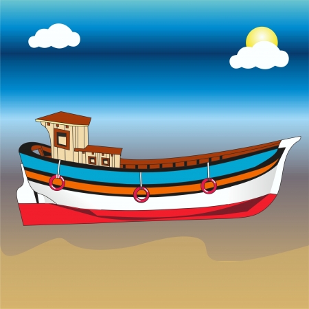 sea, sand and boatsのイラスト素材