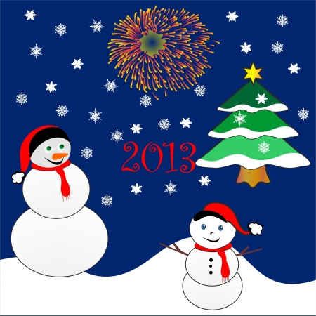 Happy New Year 2013 illustration - winter landscape sceneのイラスト素材