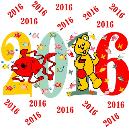 happy new year card 2016 greeting card on a white backgroundのイラスト素材