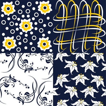 Set of four floral seamless fabric pattern, floral seamless fabric pattern, cute designs for wrapping paper,のイラスト素材