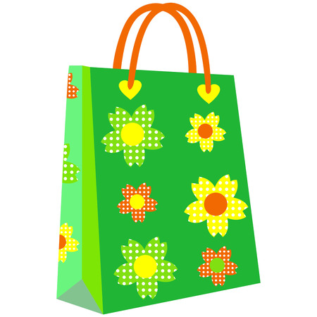 flowering shopping bag, cute patterns to shopping bag, shopping bag floweringのイラスト素材