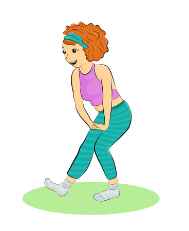 Vector illustration of a girl making exerciseのイラスト素材