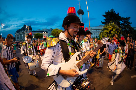 Parade and street theatre in Bucharest before the pandemic 13 July 2019