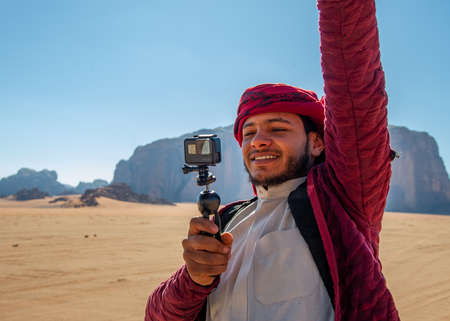 A day in the life of a young Bedouin man living from tourism in Jordan's Wadi rum desert on December 25, 2021のeditorial素材