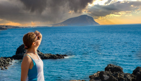 Teide national park on Tenerife and view on volcanic landscapes, Canary islands, Spainのeditorial素材