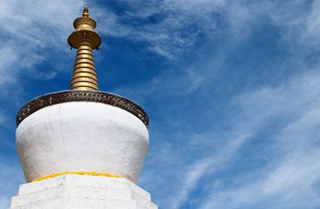 Buddhist stupa in Tashilhunpo monastery, Tibetの写真素材