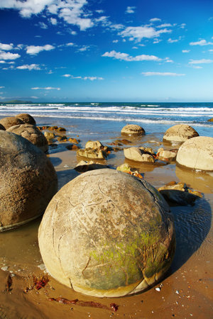Famous Moeraki Boulders, natural phenomenon, New Zealandの写真素材