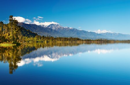 Beautiful lake, New Zealand, Southern Alpsの写真素材