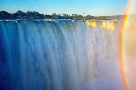 Victoria Falls at sunset, Zimbabweの写真素材