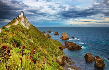 Nugget Point Lighthouse, New Zealandの写真素材