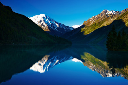 Beautiful lake in Altai mountainsの写真素材