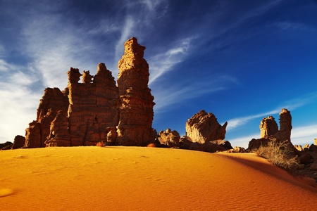 Bizarre sandstone cliffs in Sahara Desert, Tassili N'Ajjer, Algeria
の写真素材