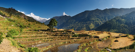 Himalayan countryside, Annapurna region, Nepalの写真素材
