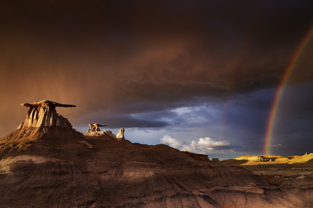 The Wings, bizarre rock formations in Bisti Badlands, New Mexico, USAの写真素材